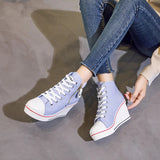Women's High Platform Zipper Sneakers - Navy - Platform Sneakers - 43 B - Canvas - image 39