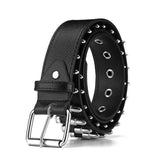 Unisex Hollow Bullet Shape Decoration Belt - Black - PU Leather - image 6