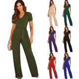 Women's Elegant Wide Leg Dress Pantsuit - Purple - Jumpsuit - XXXL - Polyester - image 28