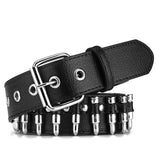 Unisex Hollow Bullet Shape Decoration Belt - Black - PU Leather - image 7