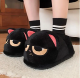 Women's Black Cat Winter Soft Slippers - Black/Red - Heel Covered Slippers - 36-37 - Plush - image 28