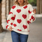 Women's Fuzzy Heart Winter Sweatshirt - Chestnut - Sweater - 2XL - Plush - image 8