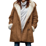 Women's Thick Fleece Hooded Long Coat - Khaki - Fleece Jacket - 5XL - image 21