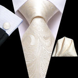 Men's 3 Pcs White Silk Wedding Tie Sets - White - 3229 - One Size - Silk - image 15