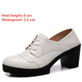 Women's Real Leather Mary Jane Platforms - White - 1 / 6cm - 10.5 B - Genuine Leather - image 30