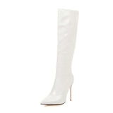 Women's Sexy High Zipper Stiletto Boots - Black - 10CM Heel Boots - 48 B - PU Leather - image 18