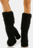 Women's Knee-High Fuzzy Platform Boots - Beige - Fuzzy Boots - 42 B - Faux Fur/PU Leather - image 32