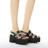 Women's Chunky Gladiator Sandals - Black - Platform Sandals - 43 B - PU Leather - image 3