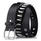 Unisex Hollow Bullet Shape Decoration Belt - Black - PU Leather - image 8
