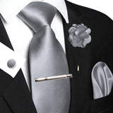 Men's 5 Pcs Luxury Ridged Silk Tie Sets - Silver Gray - 5pc Tie Set - 019 - Medium - Silk - image 10