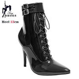 Women's Patent Pointed Toe Ankle Boots - Black - Ankle Boot - 35 B - PU Patent Leather - image 21