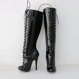 Women's Shiny Burlesque High Heel Boots - Pink - High Boots - 15 B - Patent PU Leather - image 27
