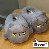Women's Angry Kitten Slippers - Gray A - 41-42 - Plush - image 6