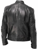 Men's Standing Collar Biker Jackets - Black - Jacket - 5XL - PU Leather - image 13