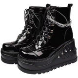 Women's Gothic Punk Platform Ankle Boots - Black - 1 / Matte / Ankle Boots - 43 B - PU Leather - image 25
