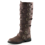 Women MidCalf Low Heel Buckle Strap Boot - Dark Brown - Buckle Boots - 48 B - PU Leather - image 7