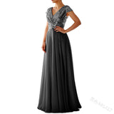 Women's Sequin Chiffon Evening Dress - Beige - Sequin Gown - XXXL - Chiffon - image 13