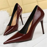 Women's Elegant Mid-Heel Formal Scarpin - Wine Red - 10cm - Formal Stilettos - 43 B - PU Patent Leather - image 7