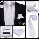 Men's 3 Pcs White Silk Wedding Tie Sets - White - 0276 - One Size - Silk - image 30
