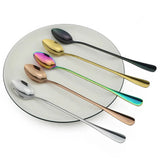 Long Handled Dessert Spoons 4 Pcs - Multi Color - 4Pcs Set - Long - Stainless Steel - image 1