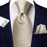 Men's 3 Pcs Champagne Silk Tie Sets - N-3405 - One Size - Silk/Polyester - image 21