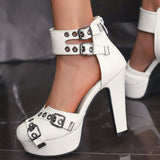 Women's High Platform Summer Sandals - Red - Platform Heels - 50 B - PU Leather - image 10