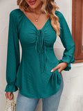 Women's Fashion A Line Drawstring Blouse - Green - Shirt - XXXL - Polyester - image 11