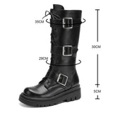 Women's Punk Buckle Strap Wedge Boots - White - Buckle Strap Boots - 43 B - PU Leather - image 13
