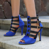 Women's Spike Heel Gladiator Sandals - Blue - Buckle Sandals - 12 B - PU Leather - image 23