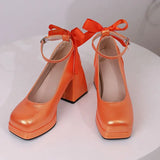 Women's Square Toe Block Heel Platforms - Blue - Platform Heels - US14-EU45-27.5CM - PU Leather - image 19
