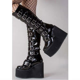 Women's Punk Buckle Strap Platform Boots - White - 1 - 2022 - Rippled Heel - 43 B - PU Leather - image 6