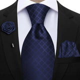 Men's 3 Pcs Tie Hanky Corsage Sets - Purple - 33 - One Size - Polyester - image 12