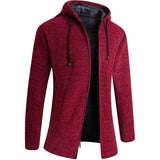Men's Cashmere Zip Up Hooded Sweater - Black - Hoodie Jacket - 4XL - Polyester - image 6