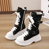 Women's Canvas Chunky Platform Boots - Light Pink - Canvas Boots - 40 B - Canvas - image 10