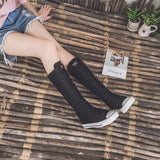 Women's Long Lace Up Zipper Canvas Boot - Black - High Top Sneakers - 43 B - Canvas - image 5