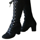 Women's Steampunk Lace Up Granny Boots - Black - Steampunk Granny Boots - 43 B - PU Suede Leather - image 8