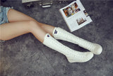 Women's Canvas Knee High Lace Up Boots - White - 2cm Heel - 43 B - Canvas - image 8
