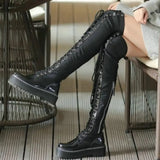 Women's Platform Over Knee Sneaker Boot - Black - Over Knee Boots - 50 B - PU Leather - image 6