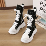 Women's Canvas Chunky Platform Boots - Light Pink - Canvas Boots - 40 B - Canvas - image 11