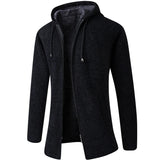 Men's Cashmere Zip Up Hooded Sweater - Black - Hoodie Jacket - 4XL - Polyester - image 7