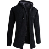 Men's Cashmere Zip Up Hooded Sweater - Black - Hoodie Jacket - 4XL - Polyester - image 9