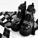 Women's Gothic Platform Cosplay Wedges - Black - Ankle Boots - 42 B - PU Leather - image 6