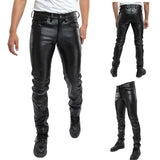 Men's Faux Leather Slim Fit Biker Pants - Black - Men's Pants - 42 - PU Leather - image 7