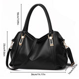 Handbags Women's Chic Leather Tote Bag - Black - Medium - PU Leather - image 17