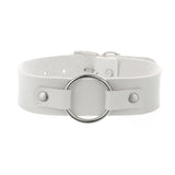 Unisex Vintage Goth Choker Necklace - White - Circle Choker Necklace - Medium - PU Leather - image 12