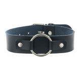 Unisex Vintage Goth Choker Necklace - Dark Blue - Circle Choker Necklace - Medium - PU Leather - image 5