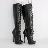 Women's Shiny Burlesque High Heel Boots - Pink - High Boots - 15 B - Patent PU Leather - image 25