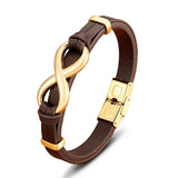 Unisex Leather Infinity Symbol Bracelets - Black/Gold - Bracelet - 23cm - Leather - image 19