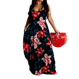 Women's Long Floral Summer Dresses - Red/Blue - Dress - 5XL - Polyester - image 11