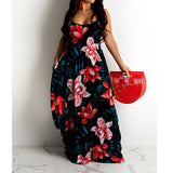 Women's Long Floral Summer Dresses - Red/Red - Dress - 5XL - Polyester - image 6